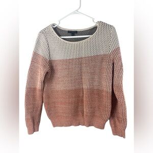 Banana Republic Women’s Medium Coral blends Cream Grey Cotton Crew Sweater
